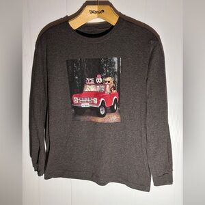 Kid Dangerous Charcoal Long Sleeve Tee with Red Graphic